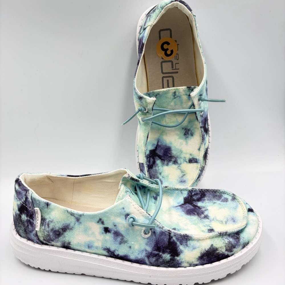 Hey Dude Wendy Youth Tie Dye Ocean Storm Sz Y3-L4 Slip On Shoes Casual School